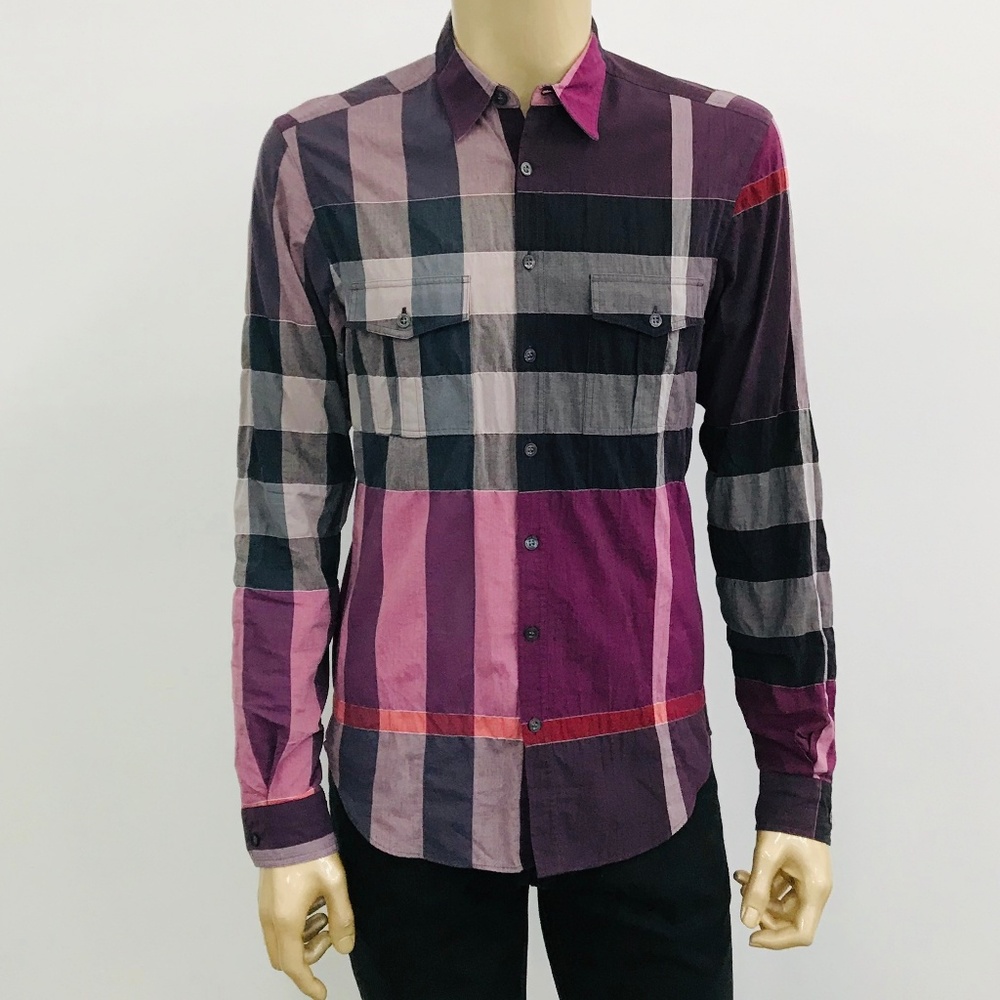 Burberry Brit Check Button Down Shirt, Purple